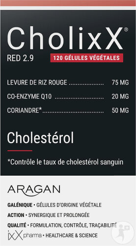 ixX Pharma CholixX Red 2,9 Levure De Riz Rouge CoQ10 & Vitamines B9-B12 120 Gélules