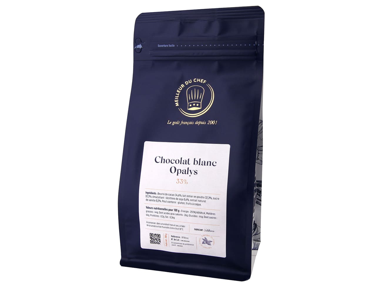 Chocolat blanc Opalys 33% - 500 g - Valrhona