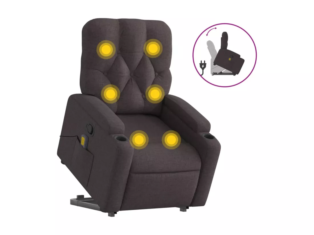 Fauteuil inclinable massant Marron foncé Tissu