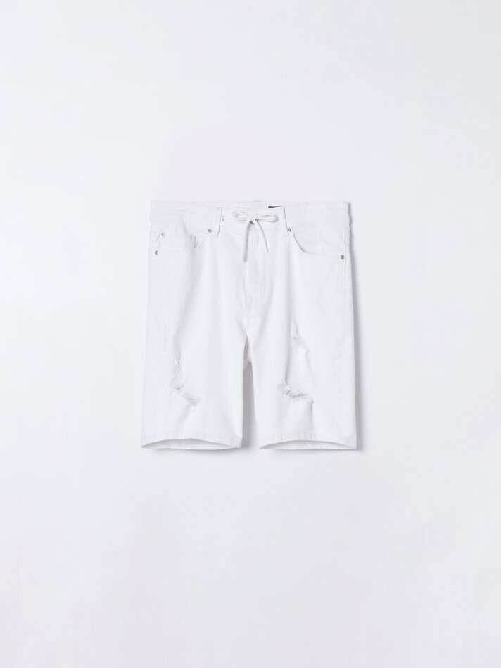 Bermuda jeans skinny stretch - Branca