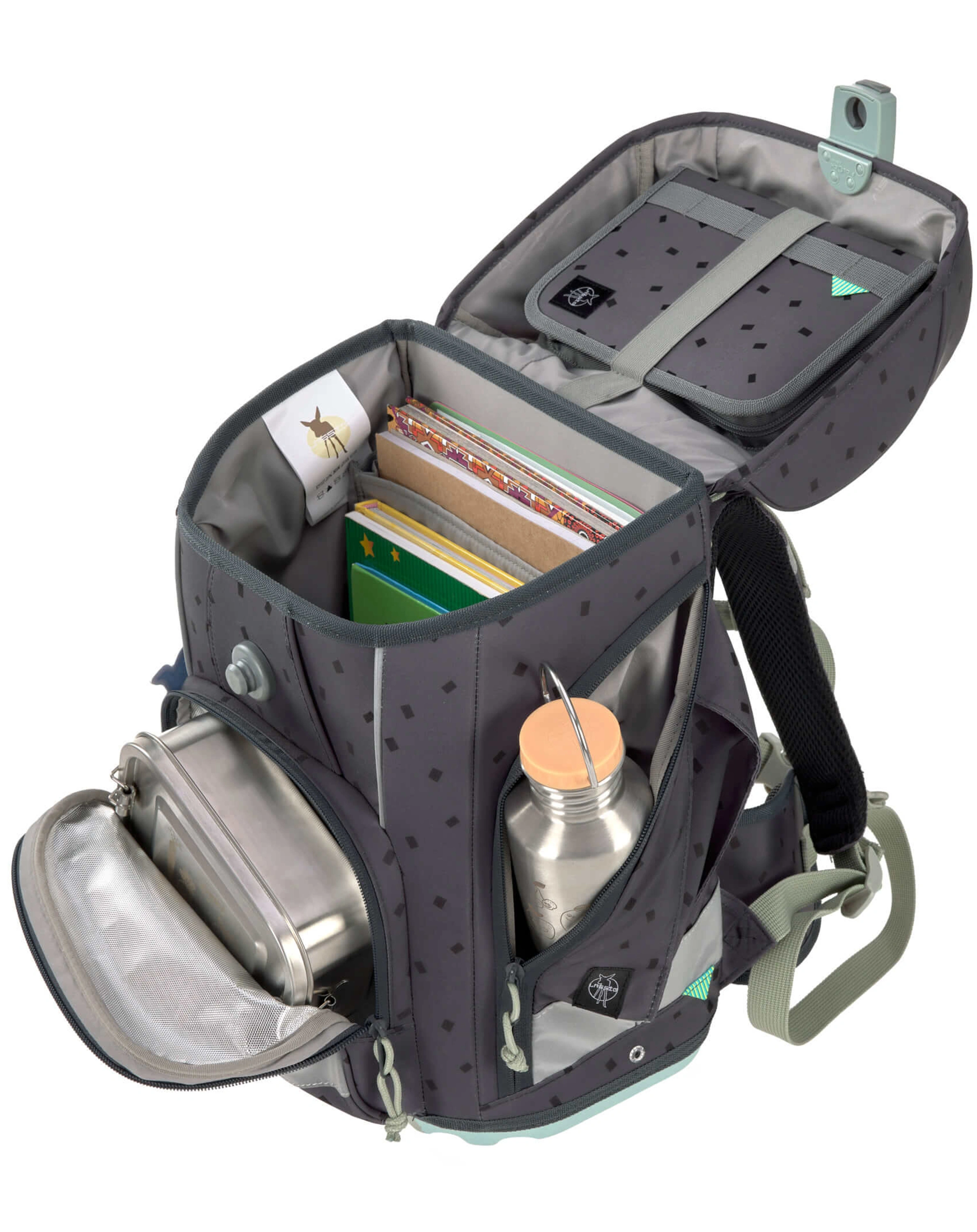 Schulranzen-Set BOXY UNIQUE (30x25x42) 7-teilig in speckles anthracite
