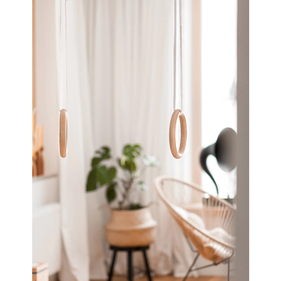 Fitwood ULPU Turnringe, grau - weiße Riemen