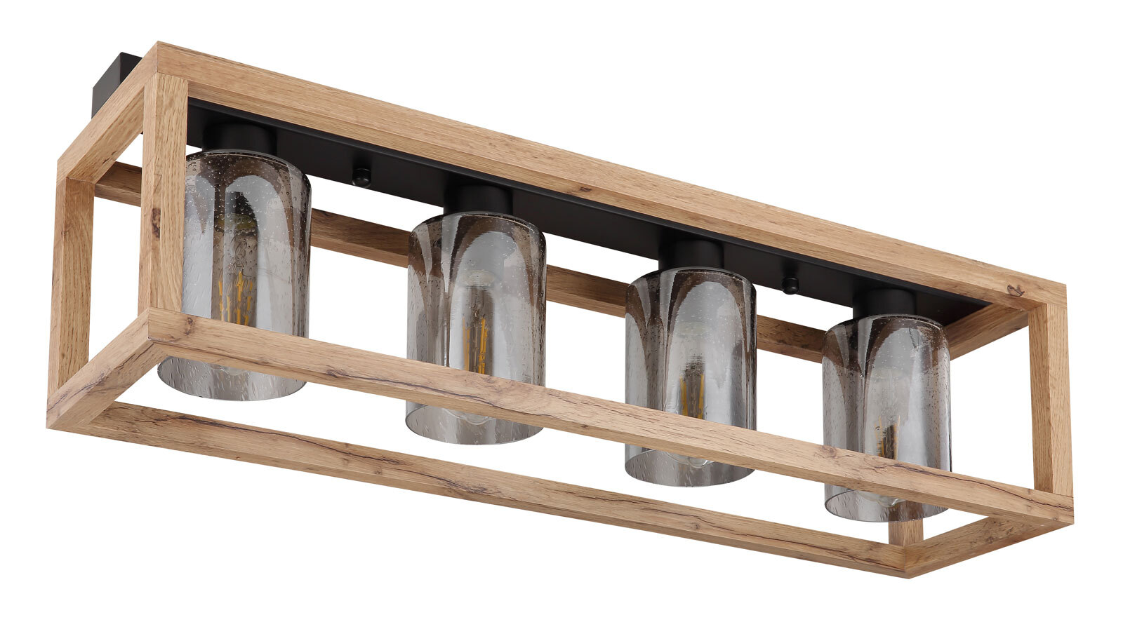 PETTEY Deckenlampe schwarz 15497-4D, B/H/T: 74,5 x 22,5 x 20 cm, Glas, Metall
