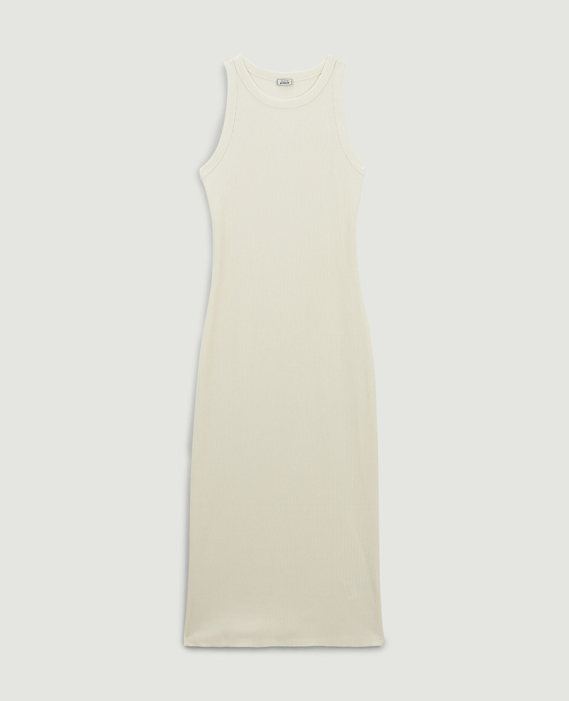 Robe débardeur maille côtelée - Écru