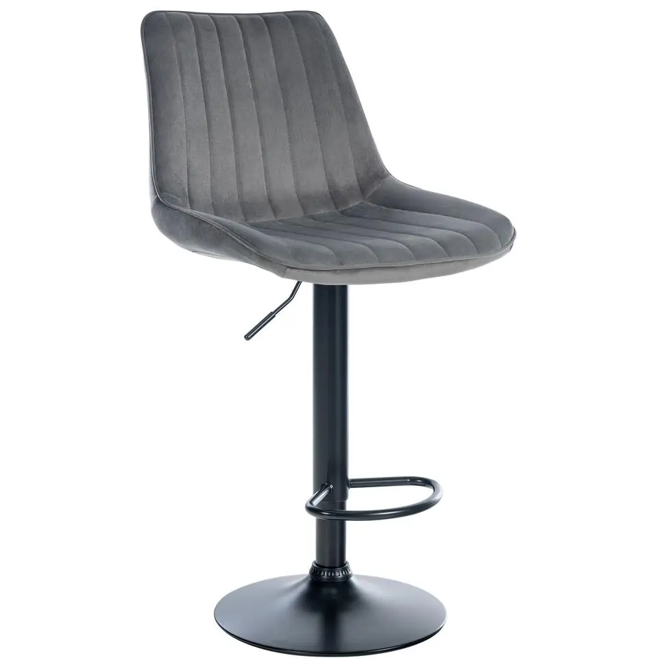 CLP Barkruk Toni zwart Frame - Fluweel - donkergrijs