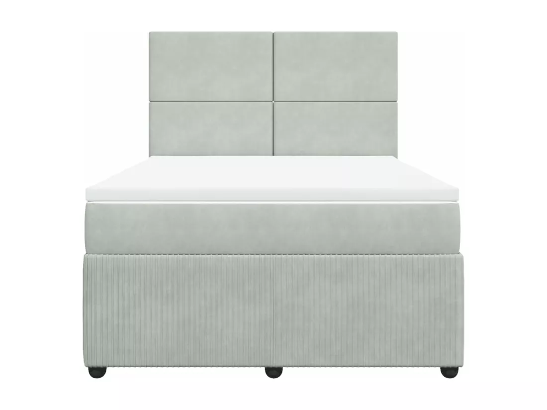 Sommier à lattes de lit et matelas Gris clair 140x190cm Velours