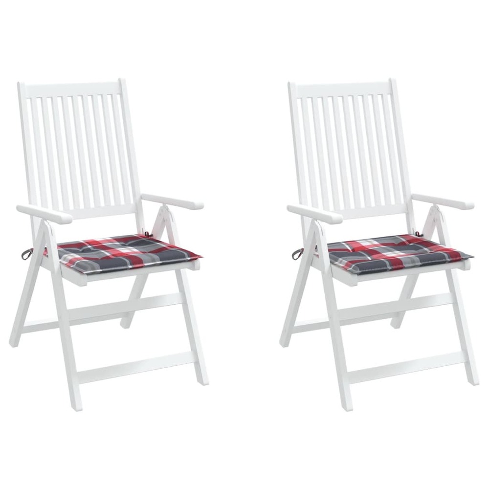 Coussins de chaise de jardin 2 pcs carreaux rouges 40x40x3 cm