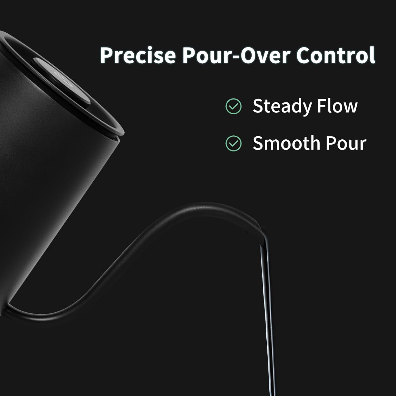 TIMEMORE wasserkocher mit temperatureinstellung Elektrischer Schwanenhalskessel BPA-freier wasserkocher edelstahl Teekocher elektrisch Automatische Abschaltung für Kaffee, 600ml, Mattschwarz