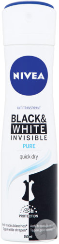 Nivea Black & White Invisible Pure Déodorant 48h Anti Traces Blaches Ou Jaunes Spray 150ml