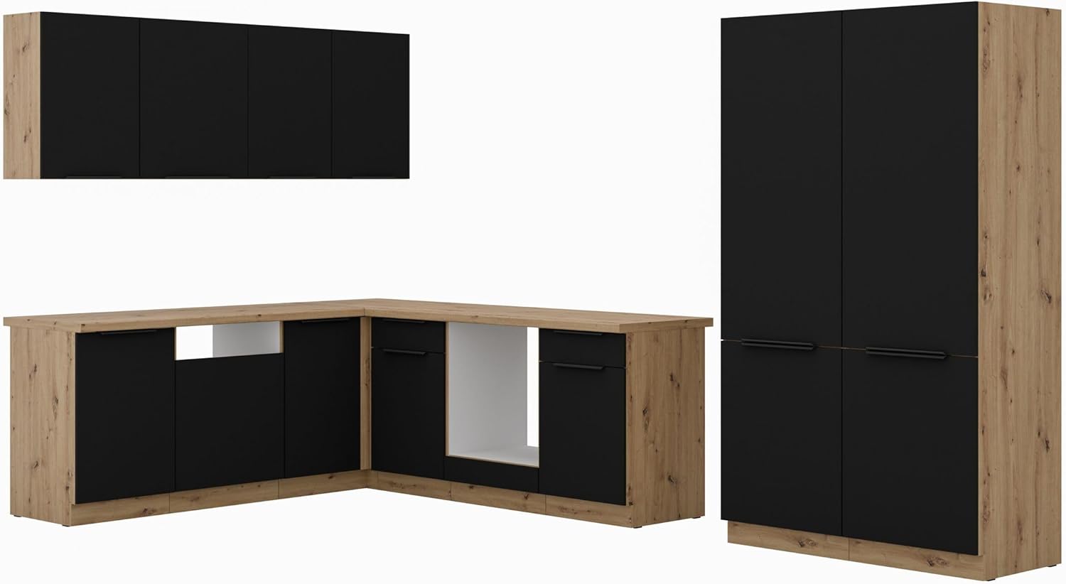 Kuechen-preisbombe Winkelküche ARIA K-AR Ecke 1-215 x 220 + 120 cm Anti Fingerprint Küchenzeile Küchenblock Singleküche Einbauküche Küche Eckküche