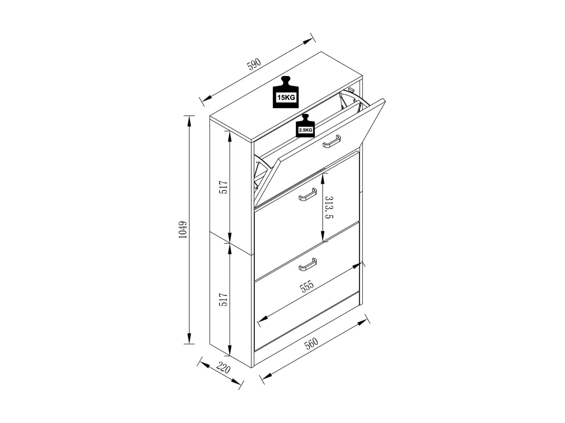 Armoire à chaussures basculante série Sipos L