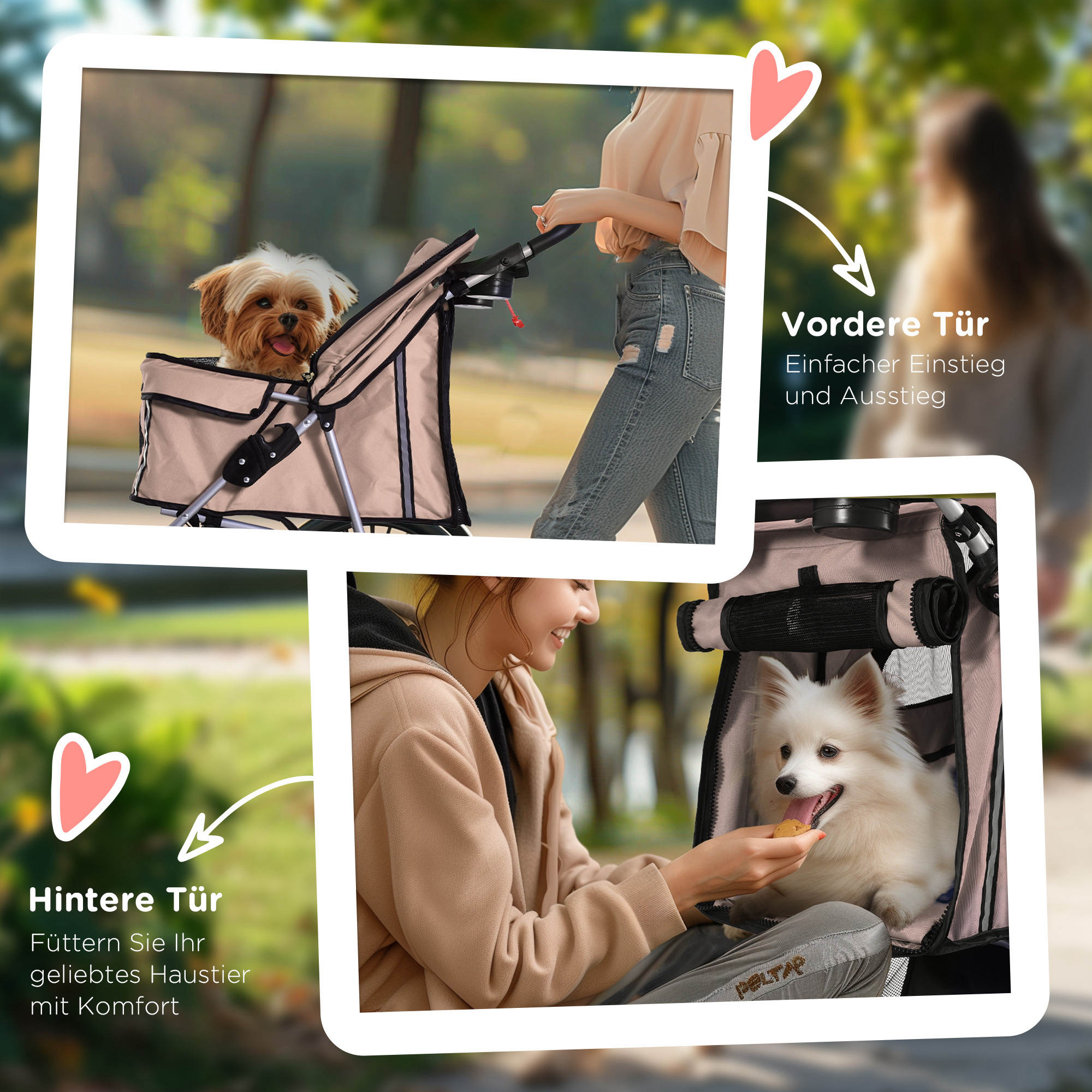 PawHut Pet Stroller mit Gitternetz kaffeebraun 75 x 45 x 97 cm (LxBxH)