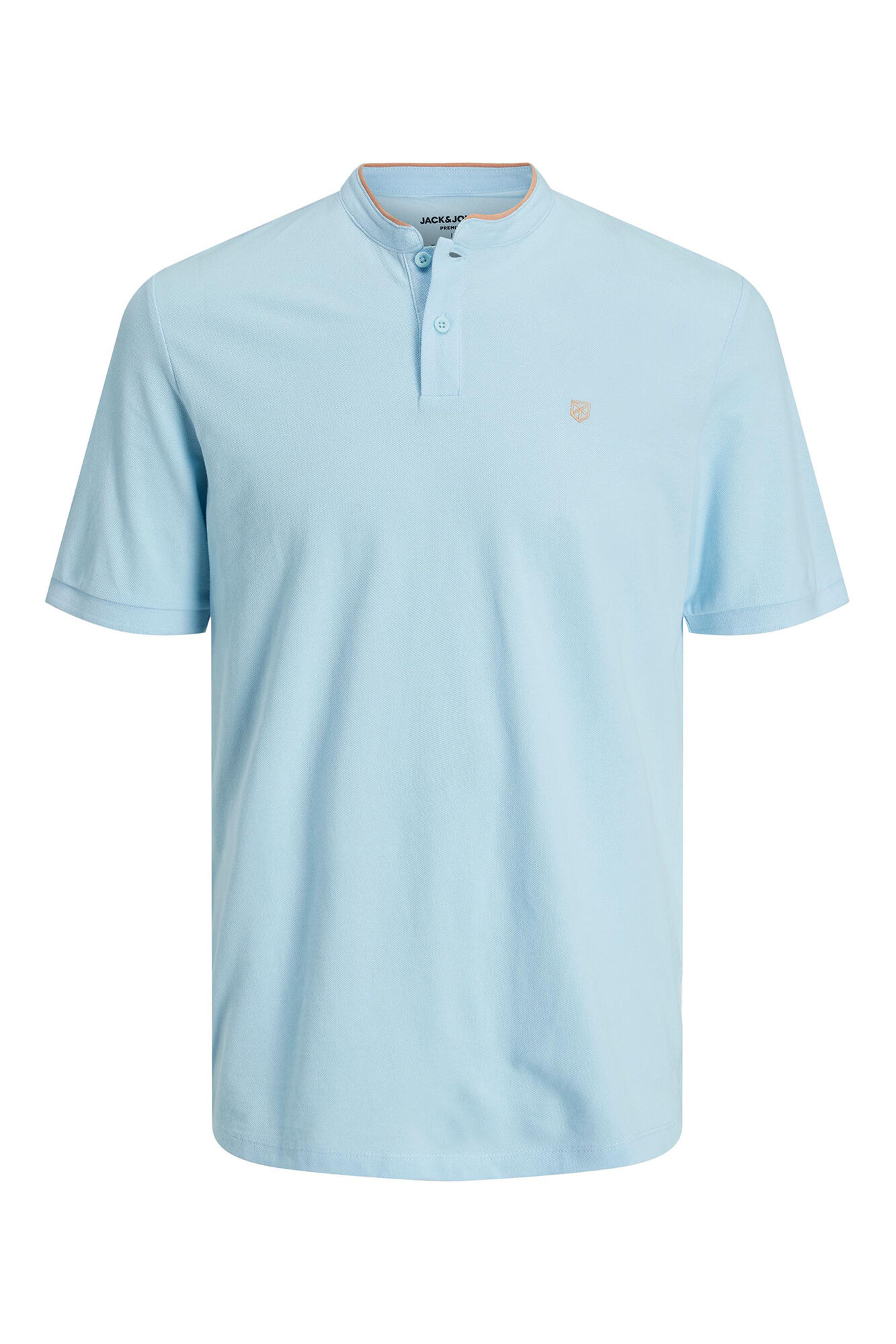 Camisa polo com gola mao - Azul