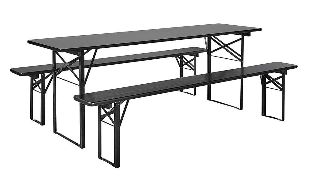 Nordal  Havesæt med bord og bænke, sort - 220x60 cm.