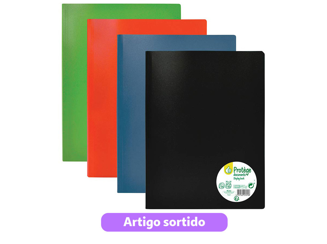 PORTFOLIO A4 POLEGAR 30 BOLSAS CORES SORTIDAS