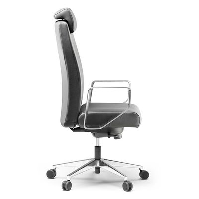 Fauteuil de bureau BOP - accoudoirs fixes - appui-tête - cuir noir