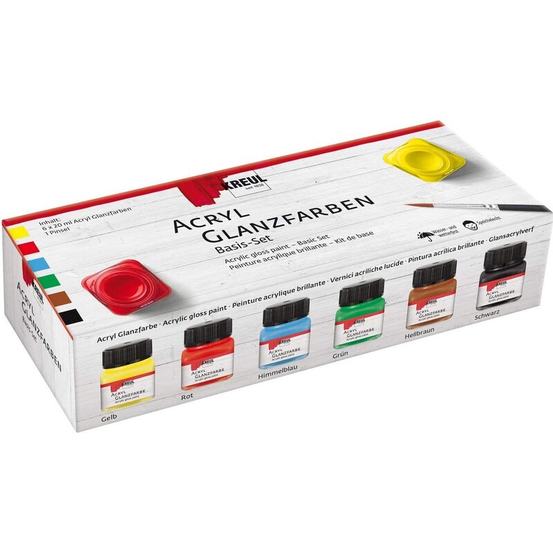 KREUL Acrylfarben glanz Basic, 20 ml, assortiert, 6 Stück