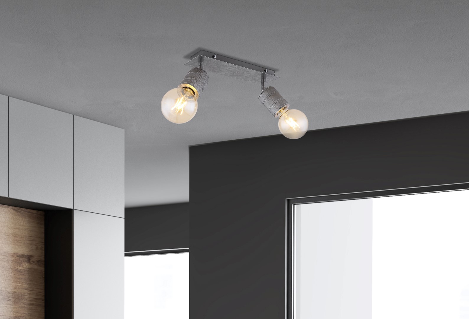 Deckenstrahler - silber - gerillt - 2-flammig