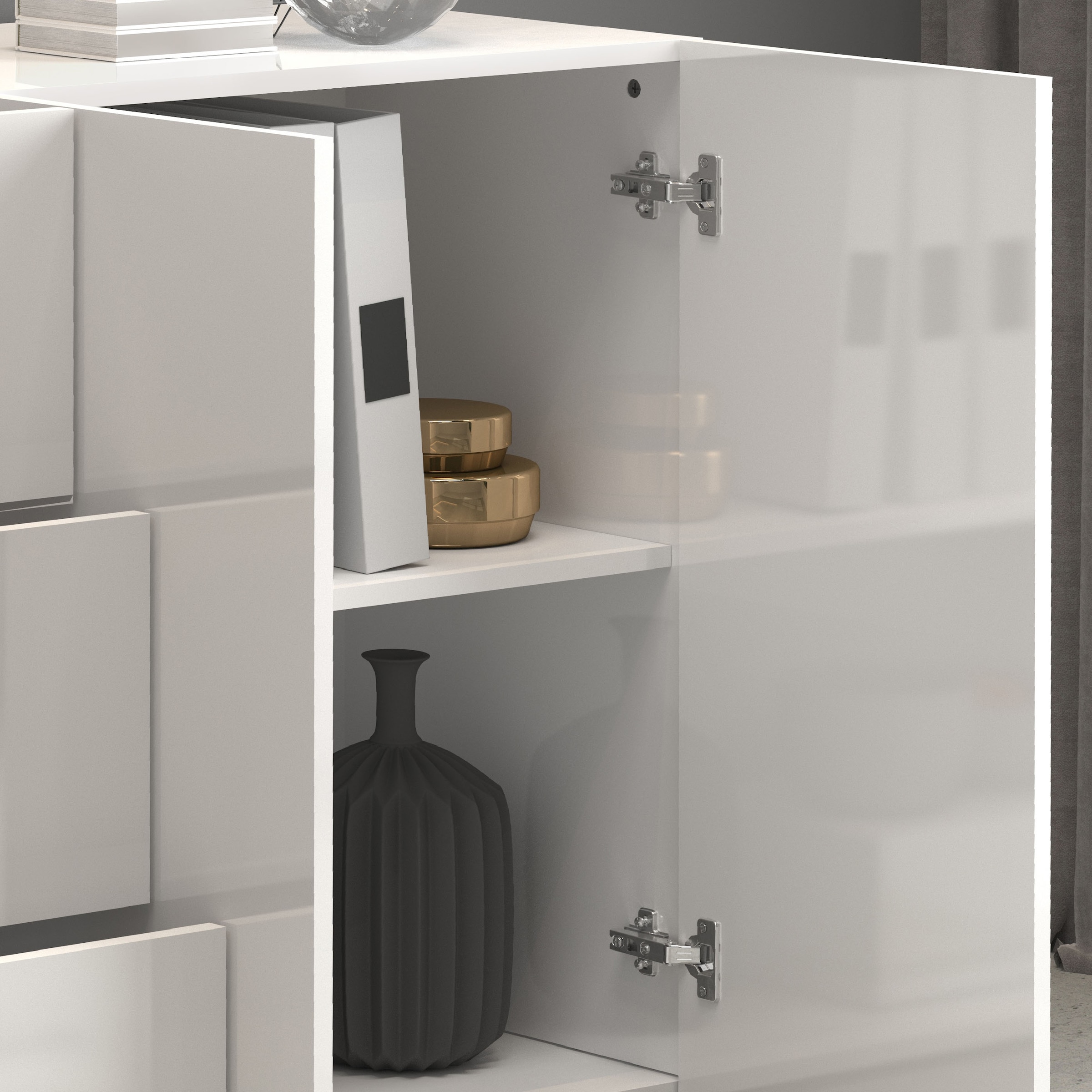 INOSIGN Sideboard »Egypt, Kommode, Schrank, Kredenz,  grifflos« 4 Türen, 3 Schubkästen mit Push-To-Open Funktion, Hochglanz Breite 200