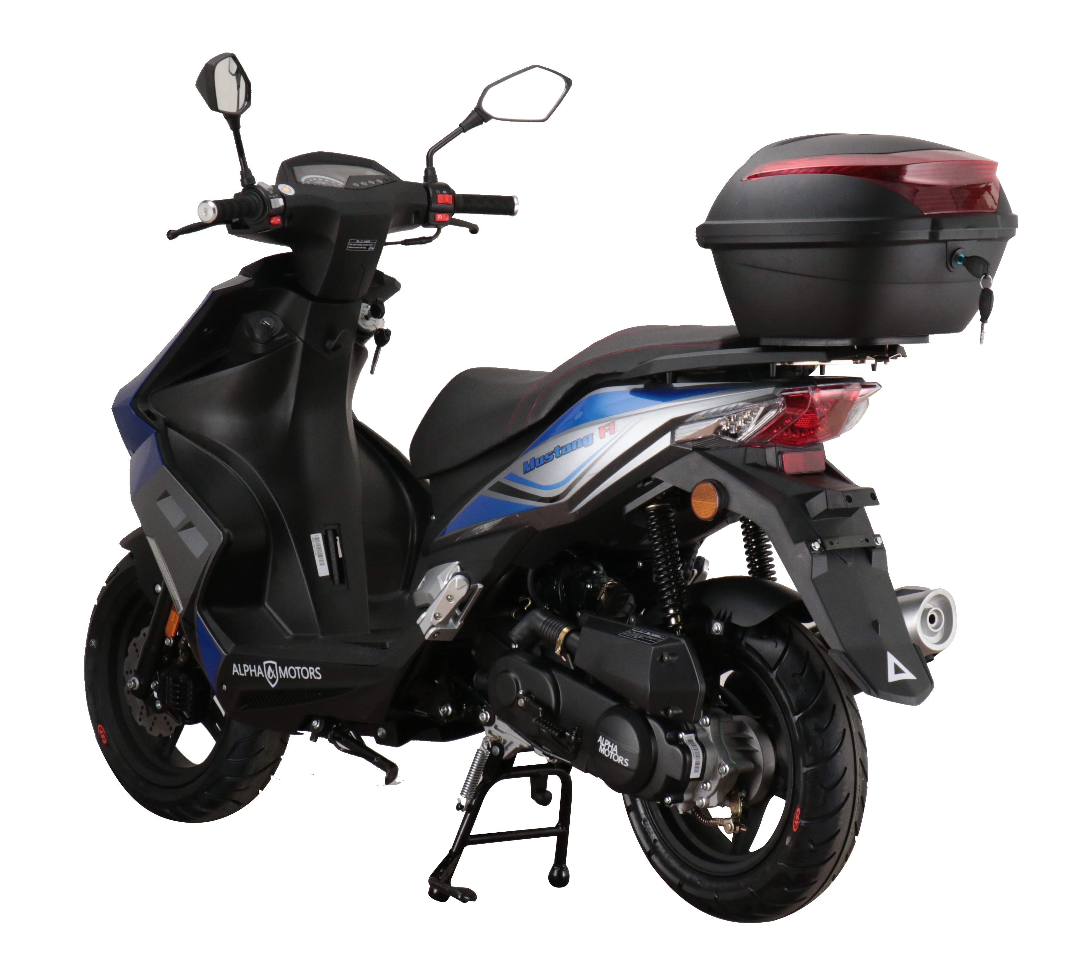 Alpha Motors Motorroller Mustang FI 50 ccm 45 kmh EURO 5 blau-grau inkl. Topcase