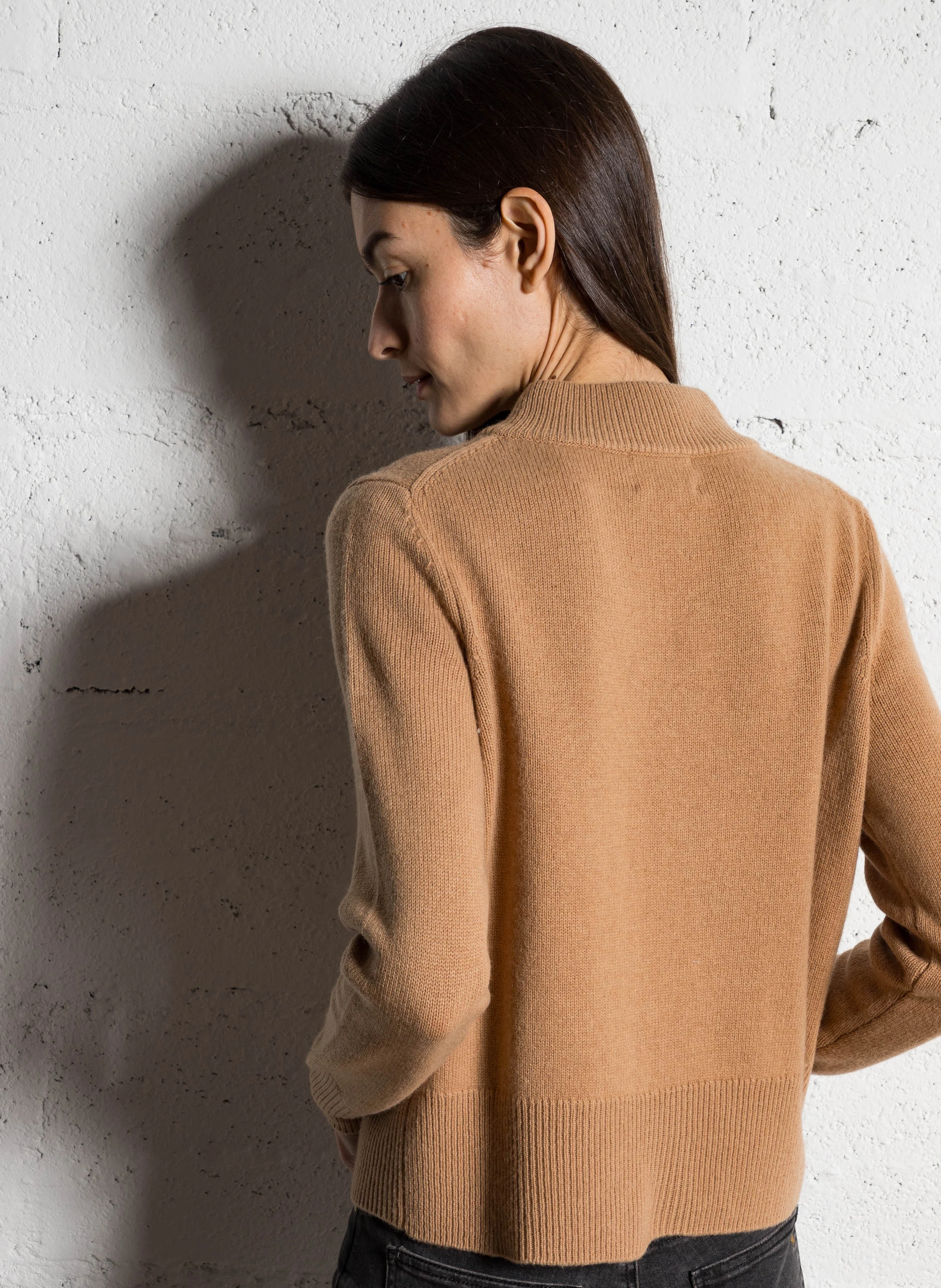 CHRIS - Gilet col rond en laine mélangée | Beige
