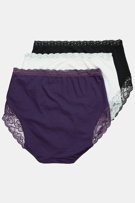 Maxislips, 3er-Pack, High Waist, Spitze