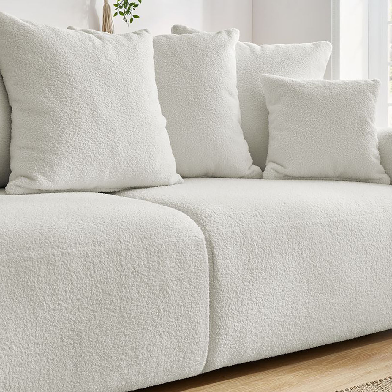 Bobochic Canapé 3 places convertible velours  Envy blanc - 245x102x88 cm