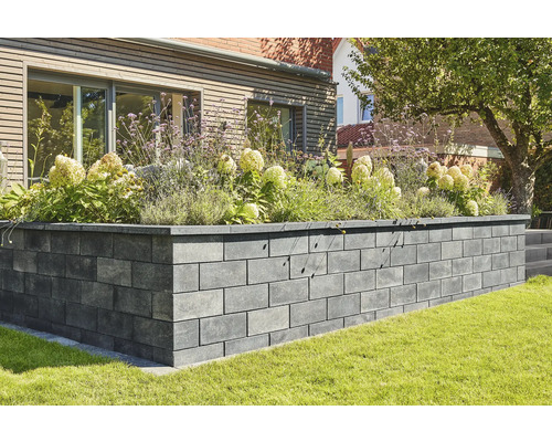Wandblok, massief blok Eleganca grijs antraciet melange 40 cm x 20 cm x 16,5 cm
