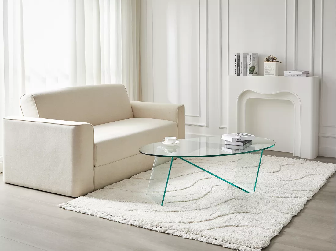 Table basse en verre trempé - Transparent - ELOWEN