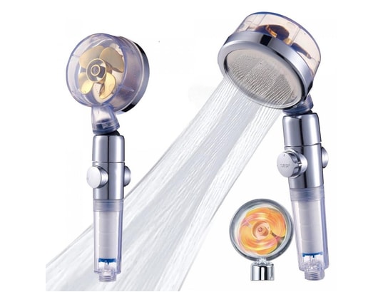 HERZBERG - Pomme et pommeau de douche Douchette à haute pression et turbocompresseur filtrant gold...