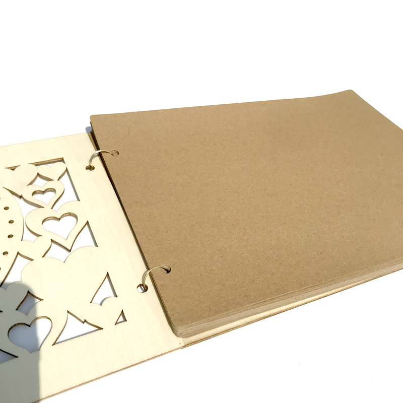 (260x190mm) Echtholz Hochzeits Gästebuch Party Guest Book mit 30 Seiten - Love / Baum