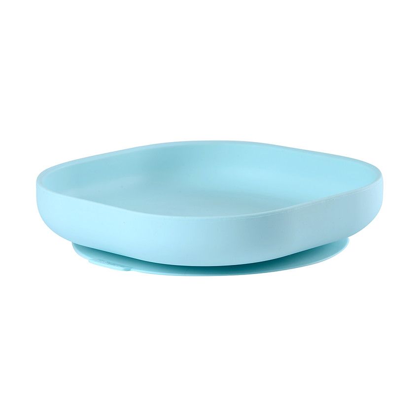 Assiette en silicone avec ventouse – Bleu - Ecru