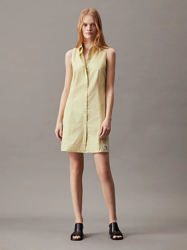 Vestido camisa de algodão sem mangas