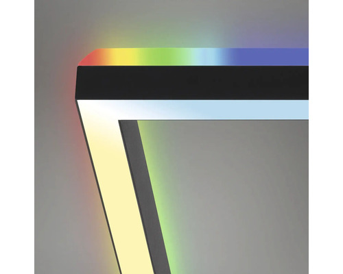 Dimbare LED-plafondlamp, 18W, 2000 lm, 2700K-6500K CCT RGB, 57x48 cm, zwart, met nachtlampfunctie, geheugenfunctie en afstandsbediening.