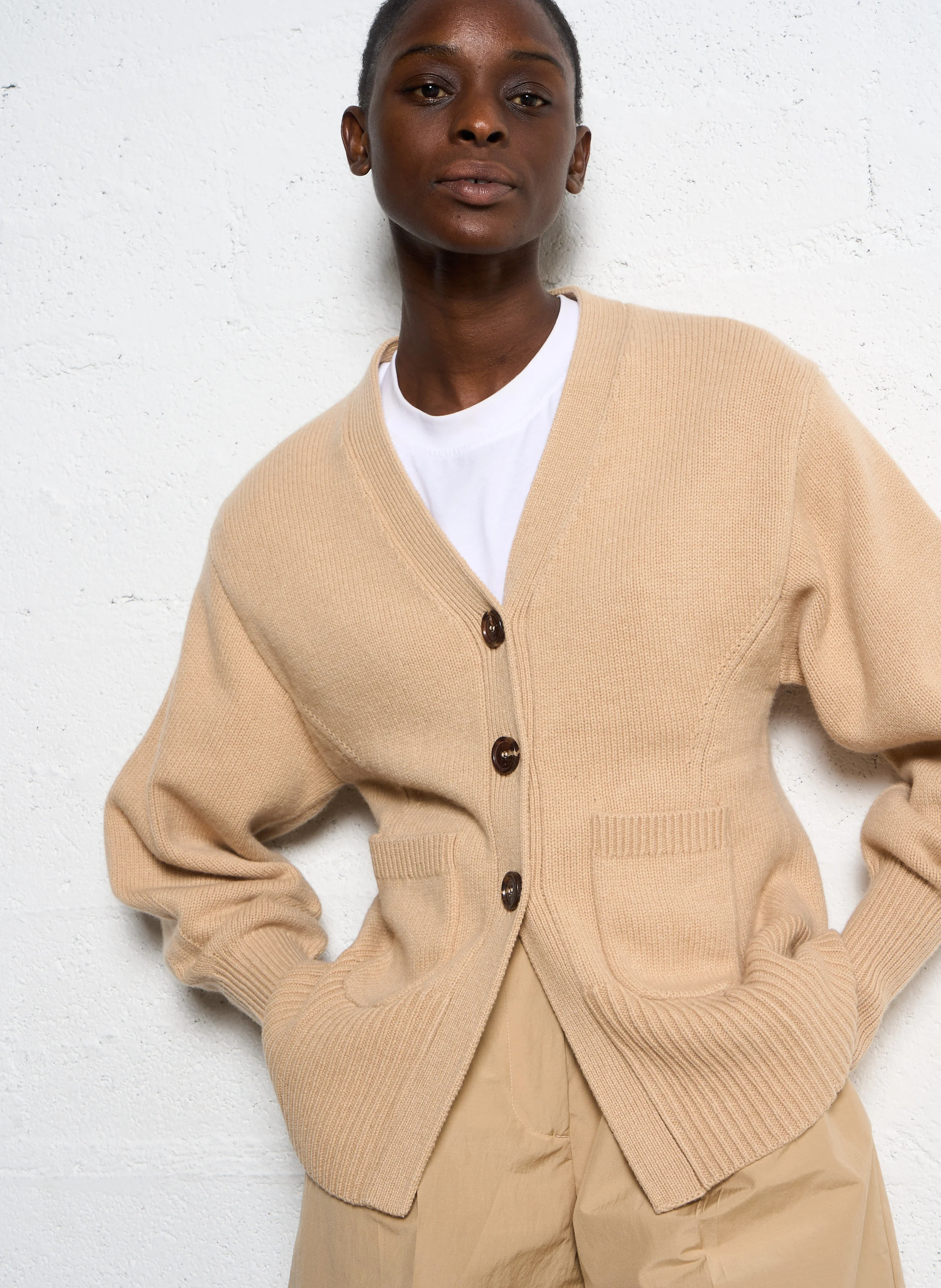 GILDA - Gilet col V en laine | Beige