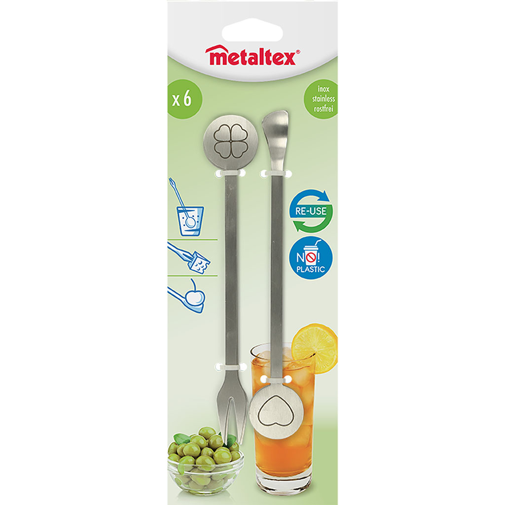 Lot de 6 mélangeurs cuillères en inox 18cm