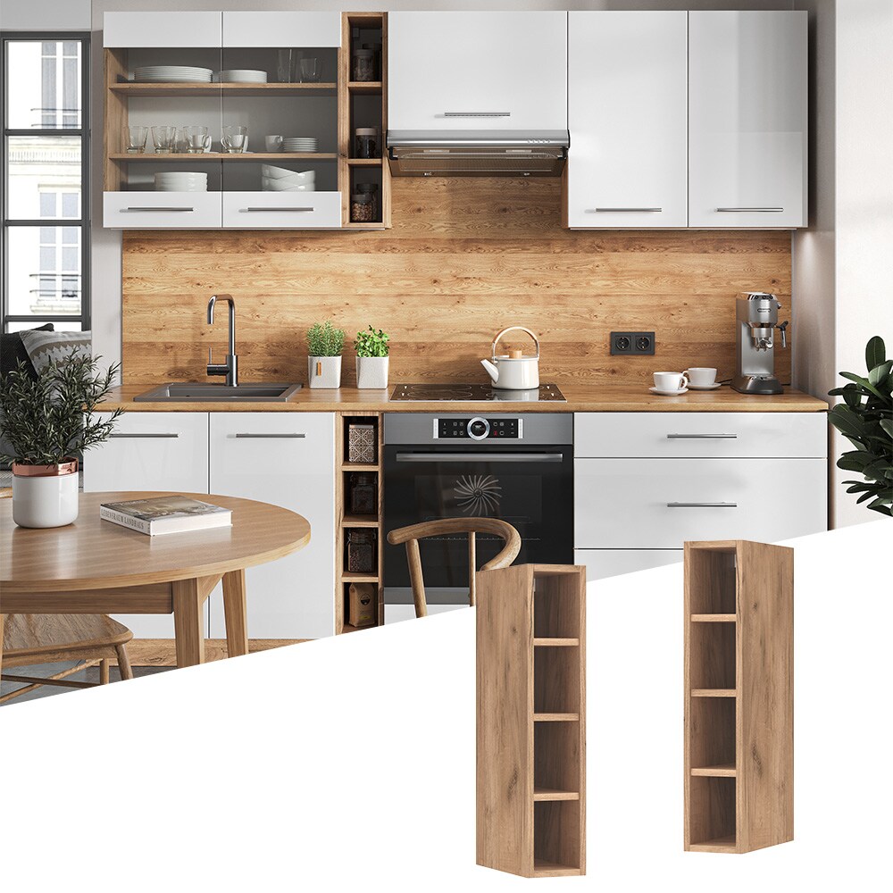 Vicco Regalhängeschrank Küchenschrank Küchenmöbel Fame-Line Eiche Goldkraft 15 cm modern Küche Hängeschrank Einbauküche Einlegeboden Küchenzeile Regal Aufbewahrung