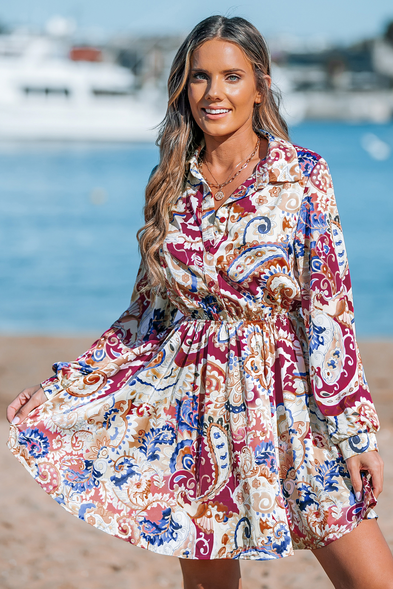 Robe mini paisley en chiffon