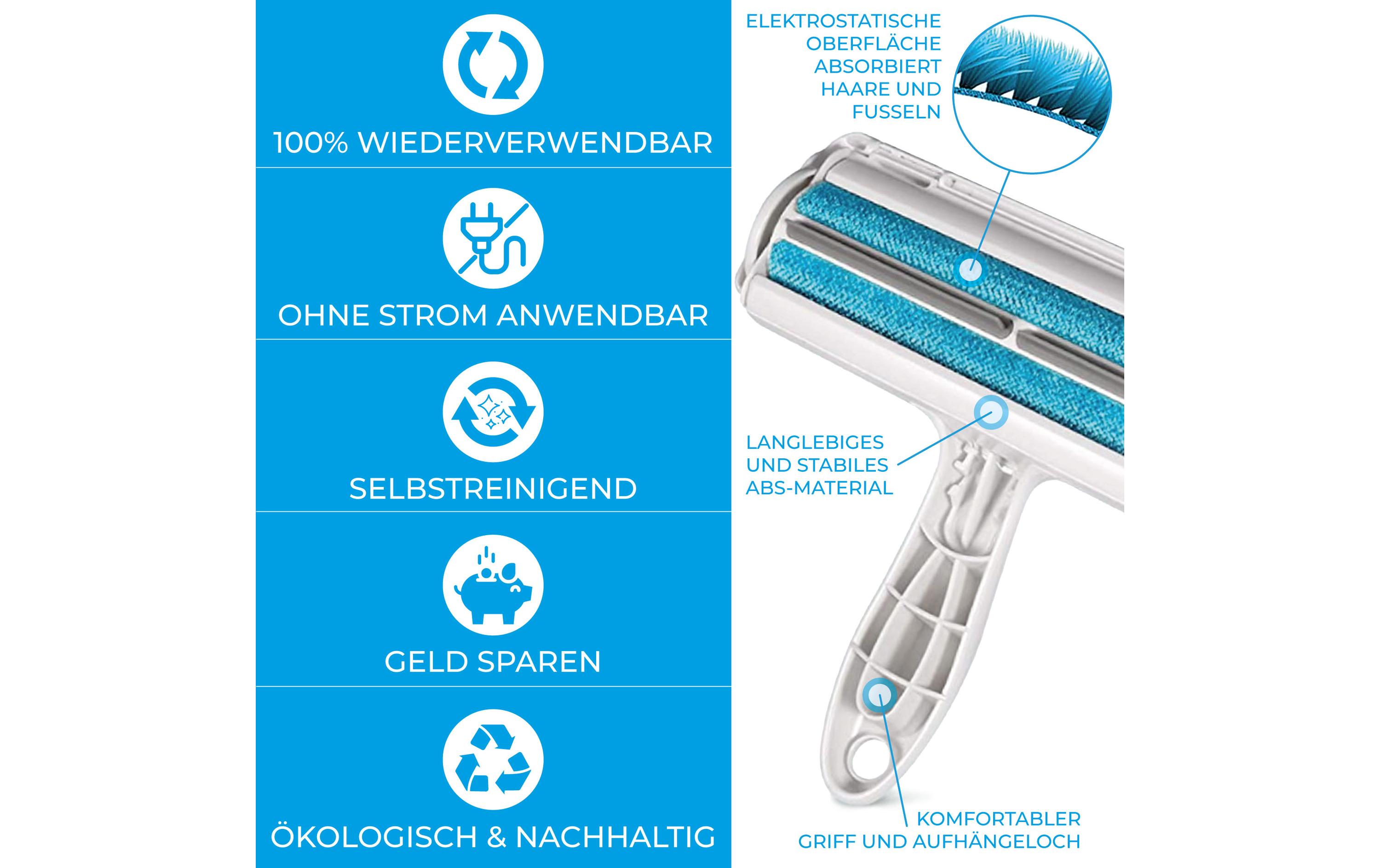 Fusselrolle und TierhaarentfernerMüheloses Entfernen von Tierhaaren und Fusseln