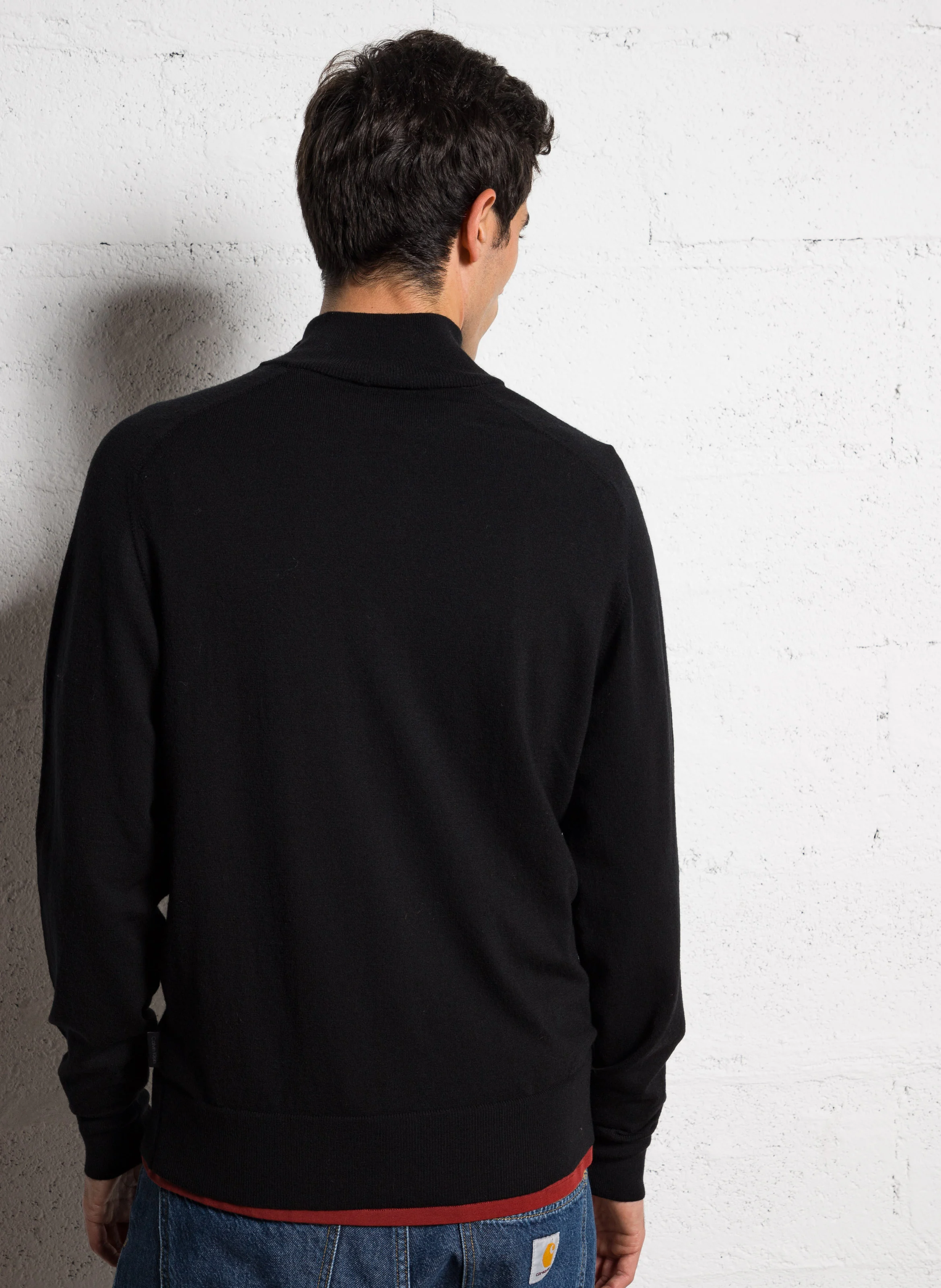 Pull col zippé droit en laine mélangée | Gris