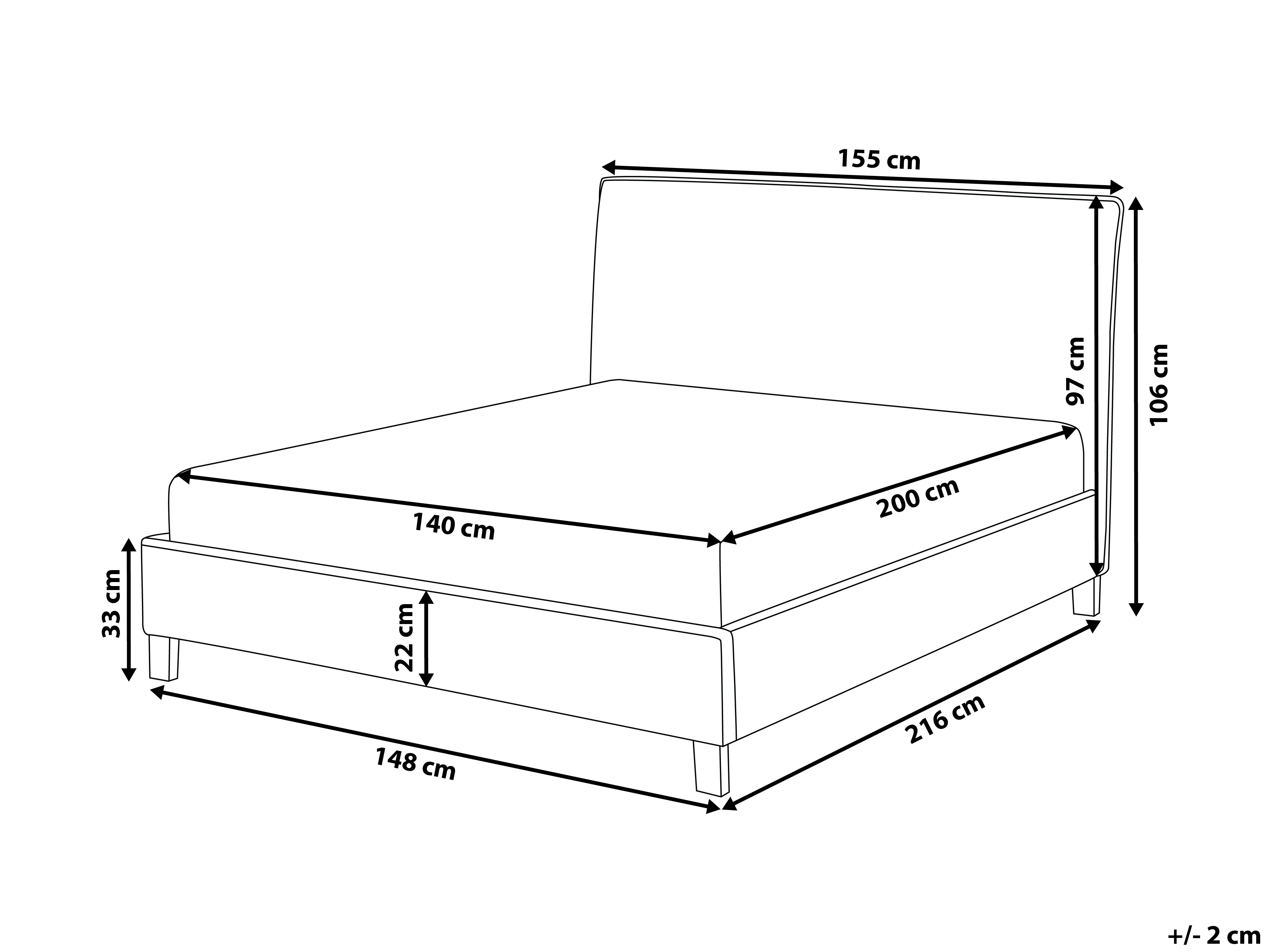 Bed Stof SENNEZ 140 x 200 cm Beige