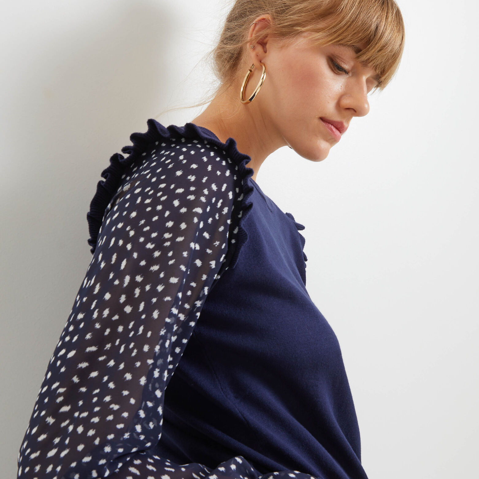 Pull bi matière femme