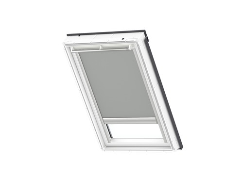 VELUX verduisterend rolgordijn, effen grijs, elektrisch, aluminium frame, DML C02 0705S