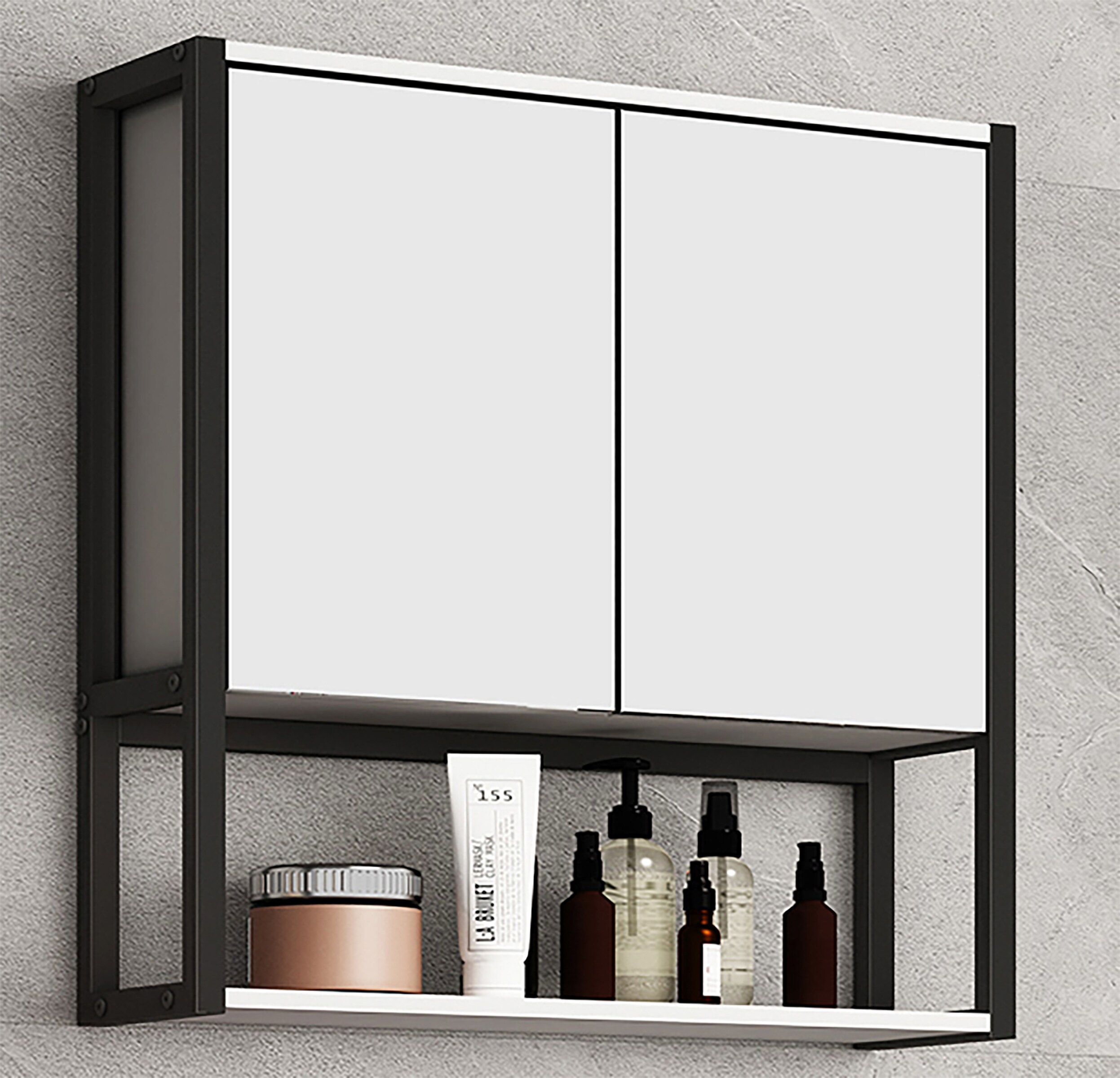 VCM Badspiegel Wandspiegel Hängespiegel Spiegelschrank Badezimmer Edino 60 x 60 cm