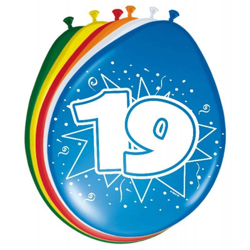 Ballonnen 19 Jaar 30cm 8st