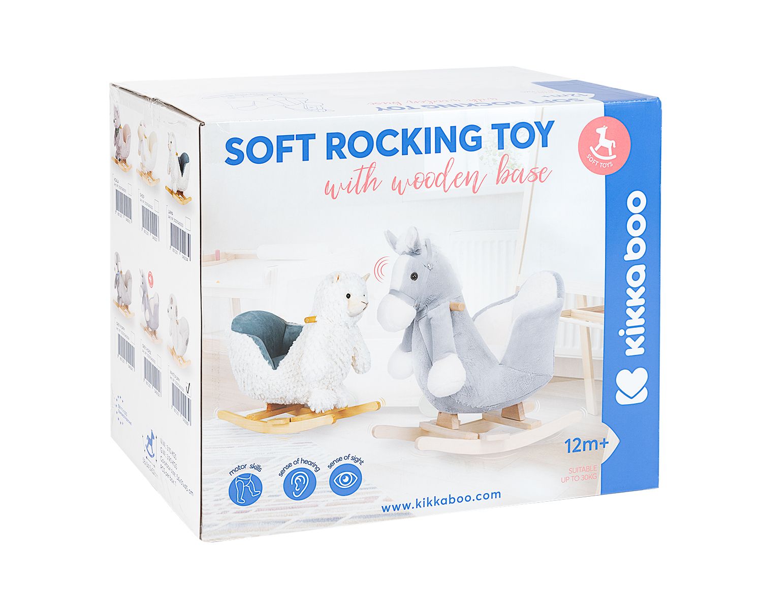 Kikkaboo Schaukeltier Puppy mit Sitz, Rückenlehne, Kufen, Holzgriffe, Fußstützen grau