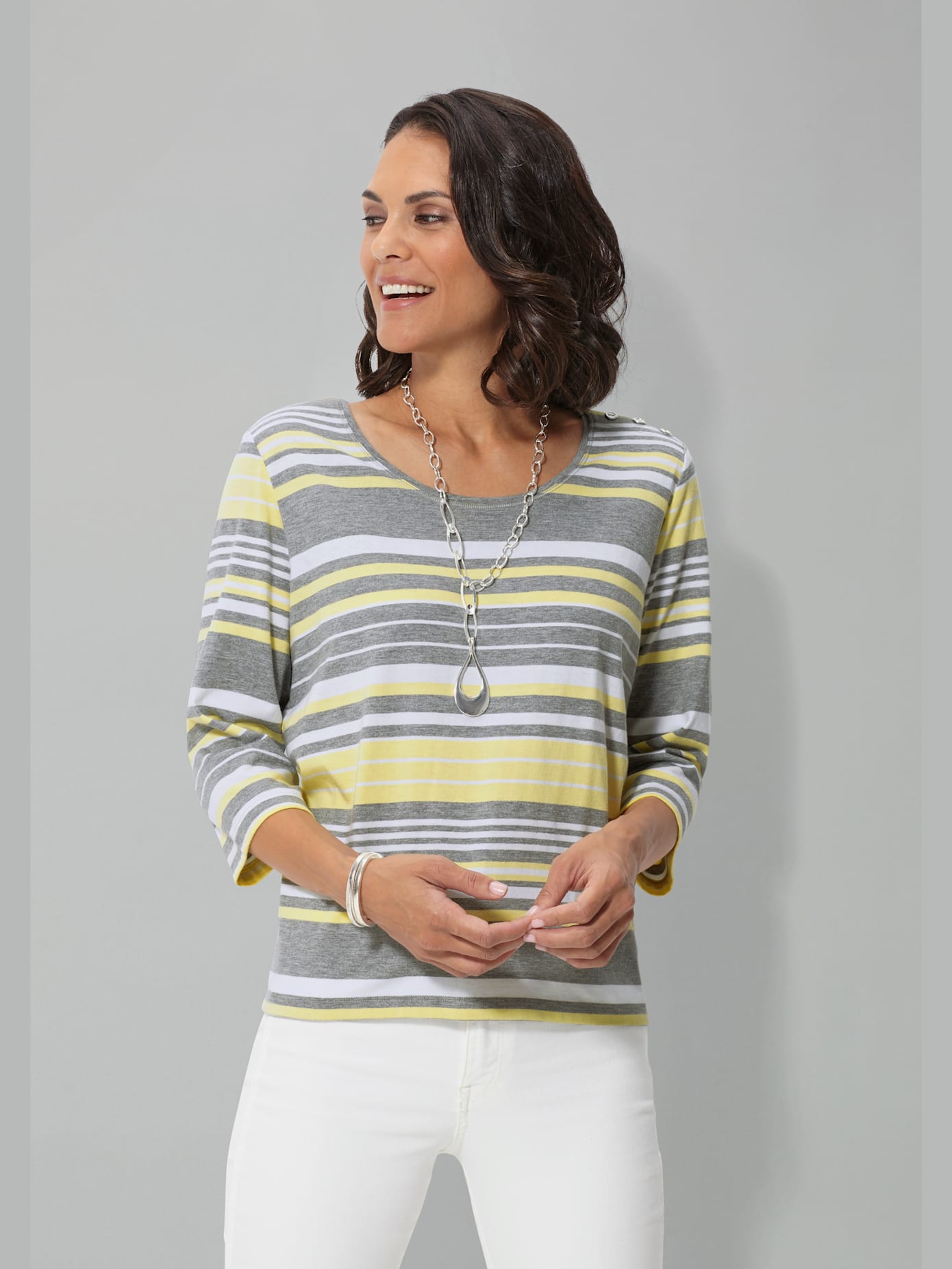 T-shirt femme rayé manches 3/4