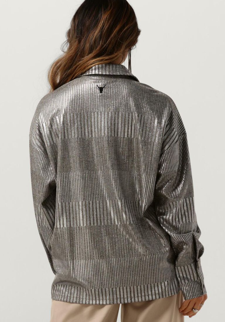 ALIX THE LABEL zilveren alix the label blouse ladies knitted foil blouse