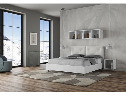 ITYHOME - Lit coffre egos appia 160x200 frêne blanc/blanc