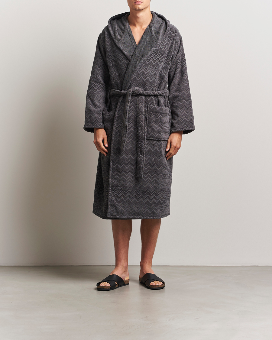 Missoni Home Chalk Bathrobe Anthracite Grey